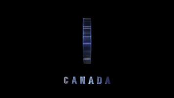 Rotating hologram of canada map on black background video