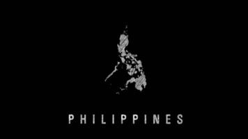 Philippines map appearing with sketch effect on black background video