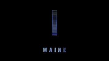 Rotating glass maine state map on black background video