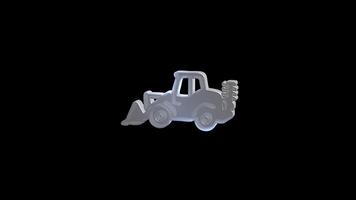 Backhoe loader assembling itself on black background video