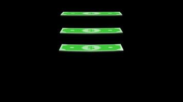 Growing stack of dollar bills on black background video