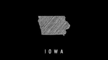 Iowa state map scribble animation on black background video