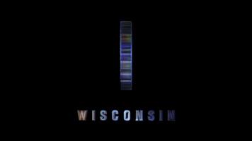 Rotating wisconsin state map on black background video