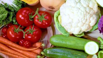 Vibrant display of assorted fresh vegetables video