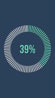 Circular progress bar animation with smooth transitions on a blue background, displaying percentages video