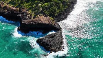 Aerial view of unique volcanic rock formations video