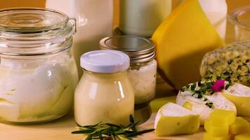 Dairy item arranged on a table video