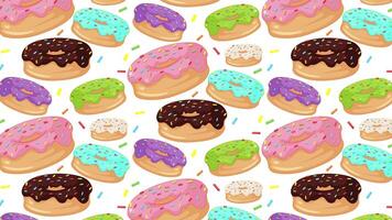 Doughnuts changing colors in a seamless loop video