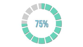 Circular progress bar animation transitions over 8 seconds, using teal and gray segments video