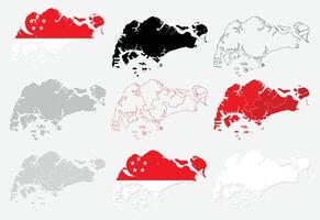 Collection of Singapore Map Asian Country vector