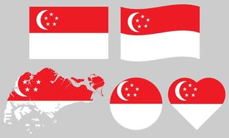 Collection of Singapore Flags Asian Country vector
