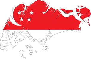 Maps of Singapore with Singapore Flag Asian Country vector