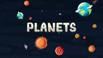 Colorful planets orbiting and rotating in space video