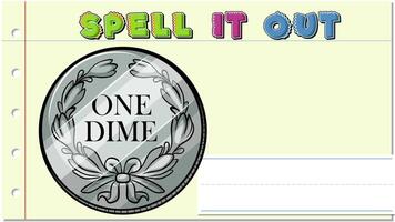 Educational animation with a dime and letters forming 'coin'. Bright colors, playful style, engaging for children video