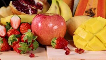 Vibrant assortment of various fresh fruits video
