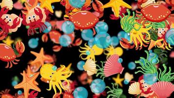 Sea creatures in dynamic motion video