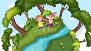 Kids on a tiny planet with changing skies video