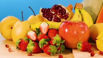 Vibrant display of various fresh fruits video