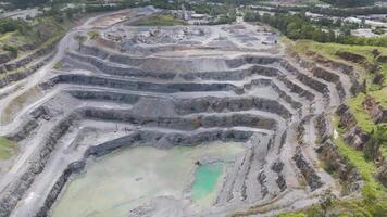 Large quarry with terraced rock formations video