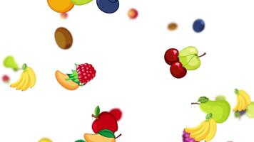 Vibrant fruits falling against a white backdrop video