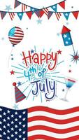 Vibrant animation celebrating Independence Day with fireworks, flags, and festive decorations in red, white, and blue video