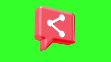 animated 3D share icon, set against a green screen, video