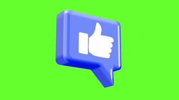 3d animantion of blue bubble speech like icon,with greenscreen background video