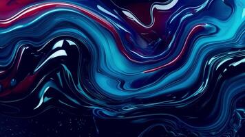a colorful liquid painting with blue, red and black video