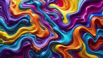 Abstract background of thick acrylic paint melting and moving randomly in rainbow color combination video