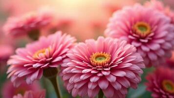 Beautiful pink zinnia flower field swaying in the breeze with dreamy light video