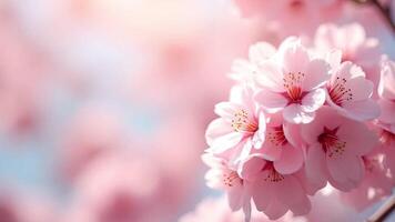 Beautiful Cherry Blossom Tree Blooming in Springtime - Pink Flowers Background in soft light video