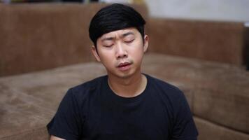 Man sit in the room and feel sadness and disheartened video