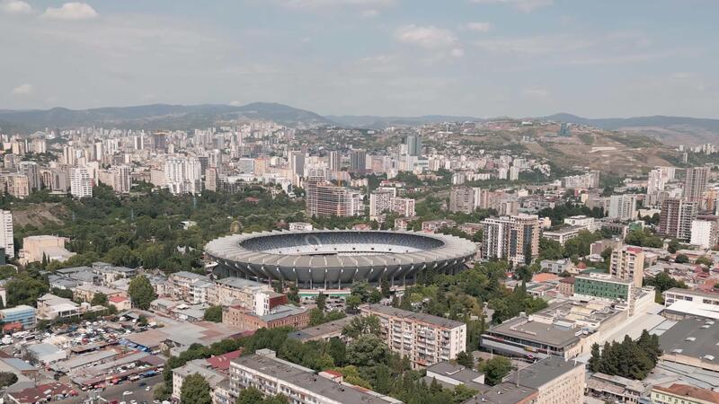 Tbilisi Georgia 11th july 2025 - Tbilisi Georgia 11th July 2025 Aerial Drone View The Boris Paitchadze Dinamo Arena Formerly Known As Boris Paitchadze National Stadium Free Video