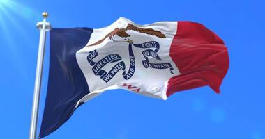 Flag of american state of Iowa, region of the United States - loop video