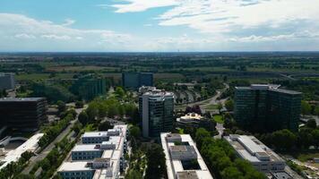 Modern architecture of an office buildings Aerial view. Milan, Lombardy, Italy video