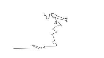 dynamically playing padel tennis. padel concept. Single line draw design. Full length animation illustration. High quality 4k footage video