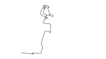 female golfer. golf concept. Single line draw design. Full length animation illustration. High quality 4k footage video