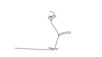 athletic man training swings ball. golf concept. Single line draw design. Full length animation illustration. High quality 4k footage video