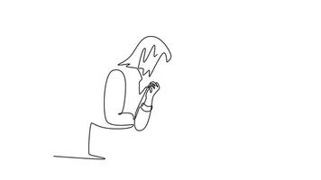 business colleagues in team casual discussion, startup project business. Brainstorm concept. Single line draw design. Full length animation illustration. High quality 4k footage video