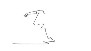 Padel Tennis Player. padel concept. Single line draw design. Full length animation illustration. High quality 4k footage video