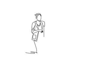 creative business brain storm meeting presentation,discussing. Brainstorm concept. Single line draw design. Full length animation illustration. High quality 4k footage video