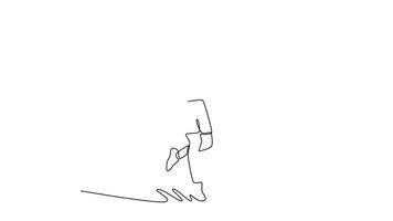 caucasian man playing Padel tennis player. padel concept. Single line draw design. Full length animation illustration. High quality 4k footage video