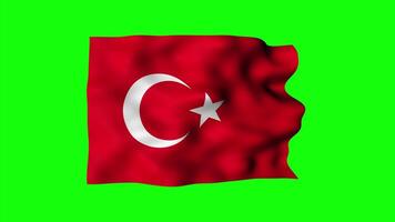 Turkish Flag Waving on Isolated Green Screen Background video