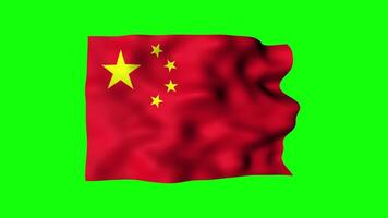 Animation of China national flag waving on green screen video