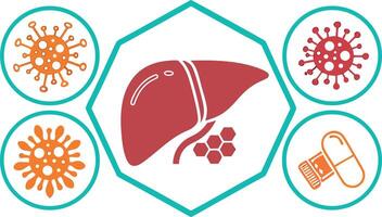 The liver is surrounded by different types of viruses vector