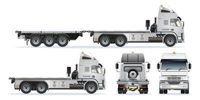 Flatbed truck illustration from different angles vector