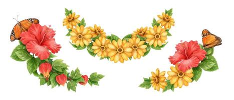 Floral arrangement with butterflies vector