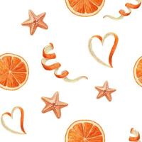Pattern of oranges and starfish shapes vector