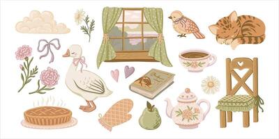 cozy home illustration with various elements vector