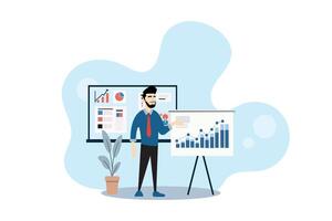 Business man presenting graphs and charts vector